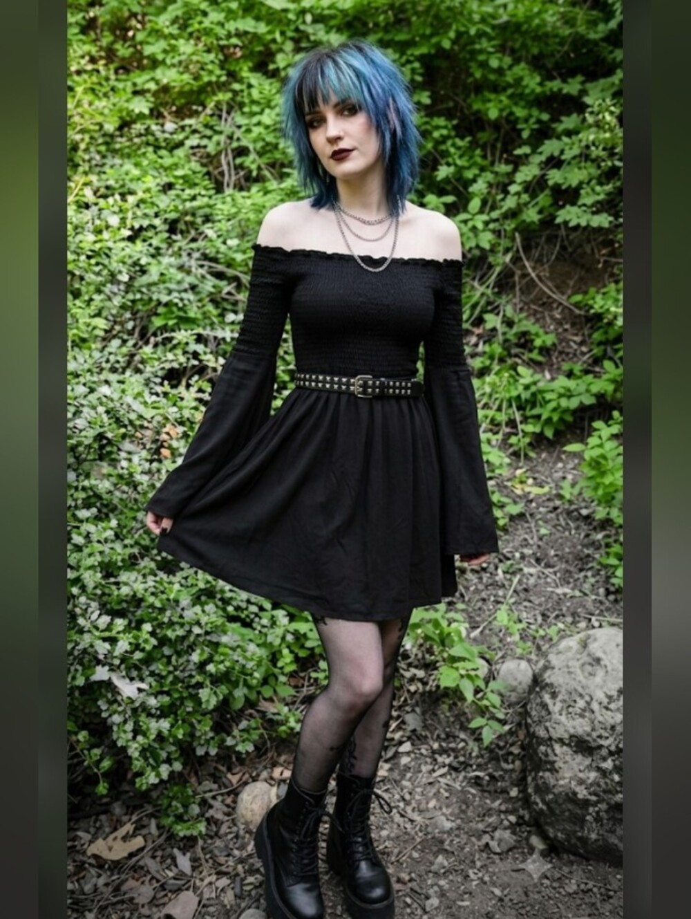 NWOT Foxblood  Limited Dress Mary Bell Sleeve Smocked Mini Dress Black - XS